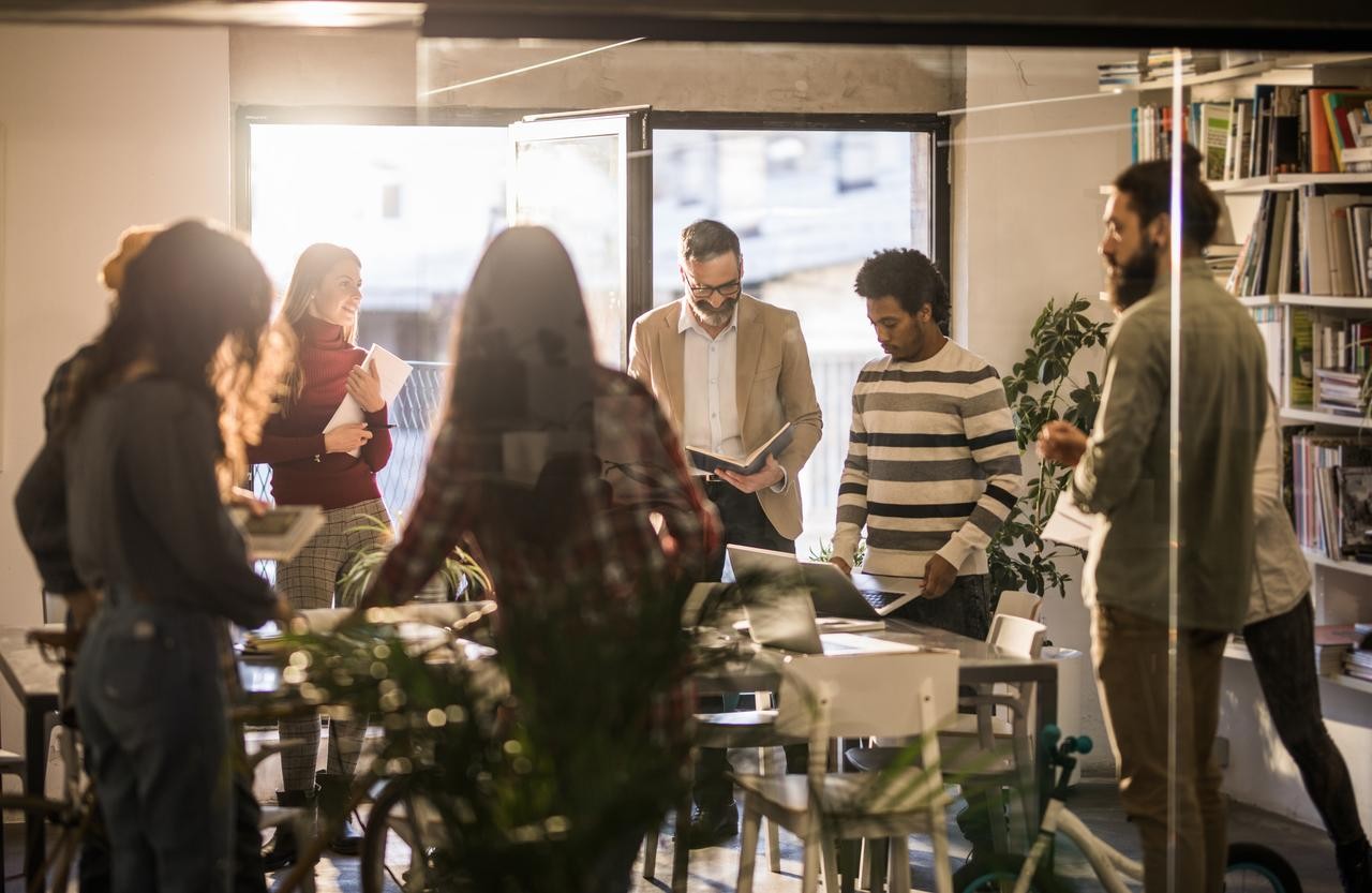 Diverse group of coworkers together in a conference room